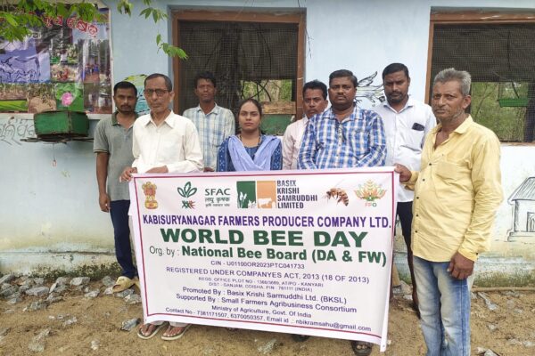 Kabisuryanagar FPO, Ganjam, Odisha organized “World Bee Day” on 20th May 2025 supported by National Bee Board and facilitated by Basix Krishi to raise awareness about the health benefits, production and value addition of honey.