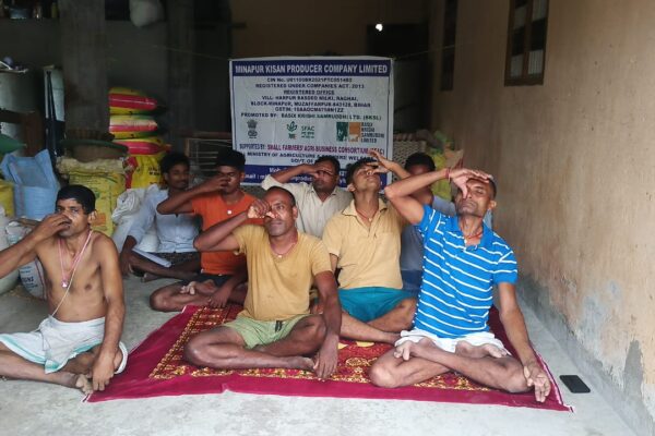 Minapur Kisan FPO, Muzaffarpur district, Bihar joined hands with farmers to celebrate  International Yoga Day 2025  with asanas & group meditation.